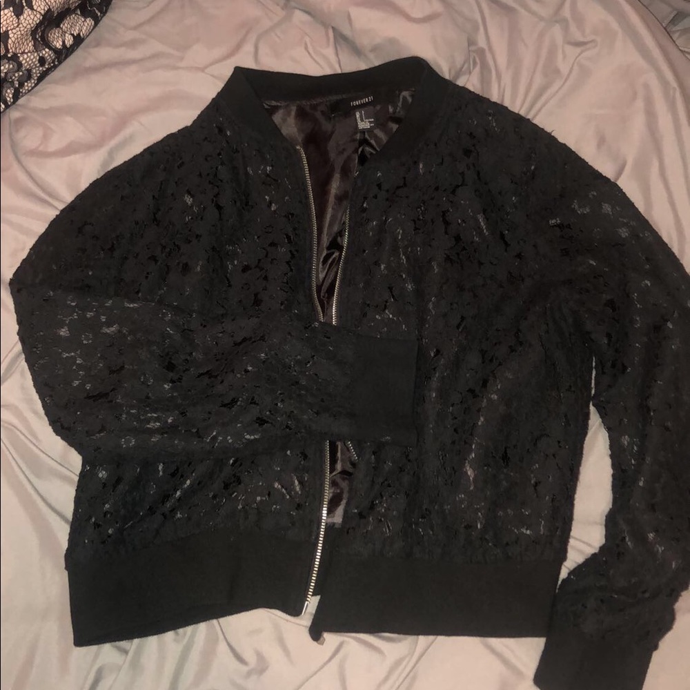 Lace bomber jacket